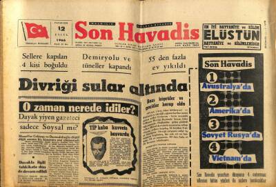 Son Havadis Gazetesi 12 Eylül 1966 - Sarayburnunda Ordu Malzeme Deposu Yandı GZ80556 - 1
