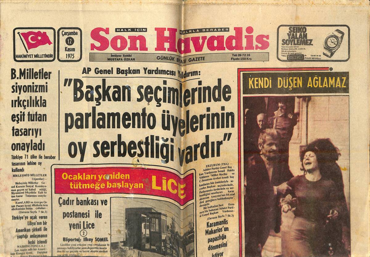 Son Havadis Gazetesi 12 Kasım 1975 - Ocakları Yeniden Tütmeğe Başlayan LİCE GZ160276 - 1