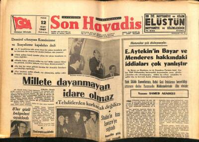 Son Havadis Gazetesi 12 Mart 1967 - Yusuf Ziya Ortaçı Kaybettik , Va Nu yu Toprağa Verdik GZ65660 - 1