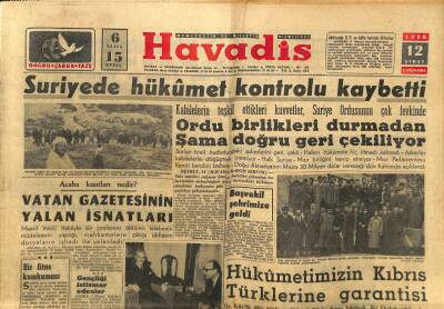 Son Havadis Gazetesi 12 Şubat 1958 - Suriyede Hükümet Kontrolü Kaybetti..Ordu Birlikleri Şama Çekiliyor GZ59549 - 1