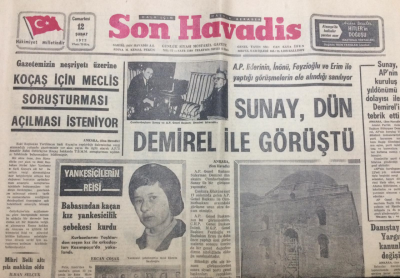 Son Havadis Gazetesi 12 Şubat 1972 - Sunay Dün Demirel İle Görüştü - GZ12141 - 2