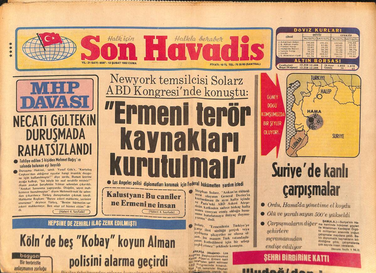 Son Havadis Gazetesi 12 Şubat 1982 - Suriye'de Kanlı Çarpışmalar - Meral Zeren Assolistliğe Hazırlanıyor GZ149433 - 1
