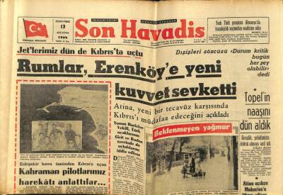 Son Havadis Gazetesi 13 Ağustos 1964 - Rumlar Erenköye Yeni Kuvvet Sevketti GZ59502 - 1