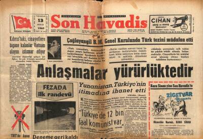 Son Havadis Gazetesi 13 Aralık 1965 - Yunanistan Türkiyenin İtimadına İhanet Etti GZ56541 - 1