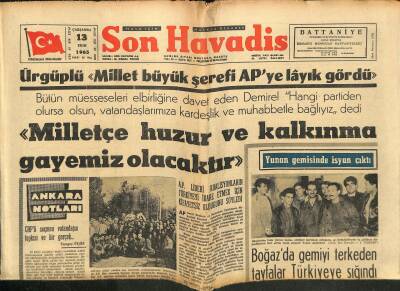 Son Havadis Gazetesi 13 Ekim 1965 - 500 Bin Endonezyalı Kızılları Takbih Etti GZ120983 - 1