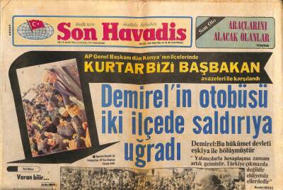Son Havadis Gazetesi 13 Eylül 1979 - Demirelin Otobüsü İki İlçede Saldırıya Uğradı GZ92192 - 1