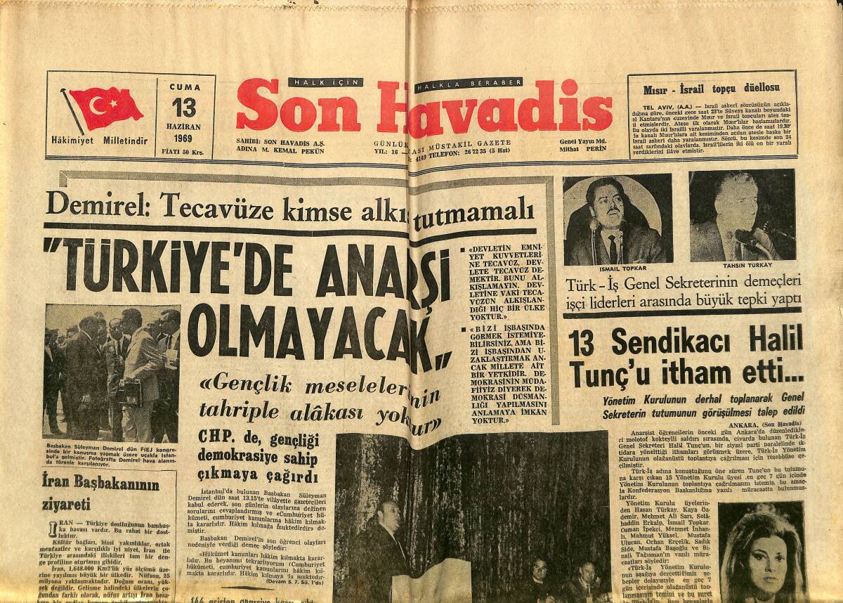 Son Havadis Gazetesi 13 Haziran 1969 - Kaptan Metin Oktay Oynayamıyor - İran Başbakanının Ziyareti GZ149952 - 1