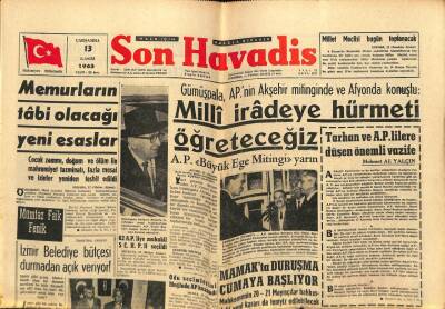 Son Havadis Gazetesi 13 Kasım 1963 - Memurların Tabi Olacağı Yeni Esaslar GZ65372 - 1