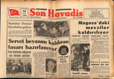 Son Havadis Gazetesi 13 Kasım 1965 - Magosadaki Mevziler Kaldırılıyor GZ56555 - 1