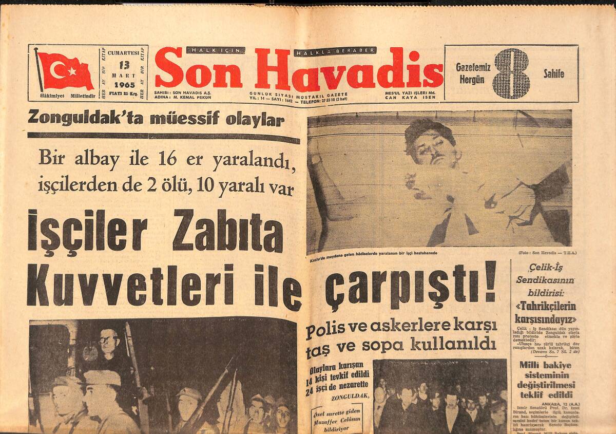 Son Havadis Gazetesi 13 Mart 1965 - Türkan Şoray Bir Rezaleti Gizlemeye Çalışıyor - Anayasanın Tadili İsteniyor GZ158870 - 1