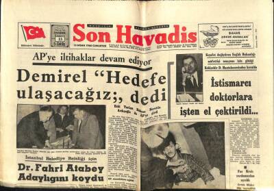 Son Havadis Gazetesi 13 Nisan 1968 - Nuri Erdoğan Kriz Geçirdi GZ73987 - 1