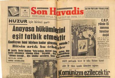 Son Havadis Gazetesi 13 Ocak 1962 - Menderesin Ailesin Yardım İçin , Hesap Üstüne Hesap Açılıyor GZ80544 - 1