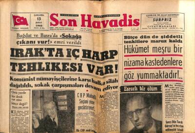 Son Havadis Gazetesi 13 Şubat 1963 - Galatasaray Kulübü Eski Reisi Tevfik Ali Sokakta Ölü Bulundu GZ73962 - 1