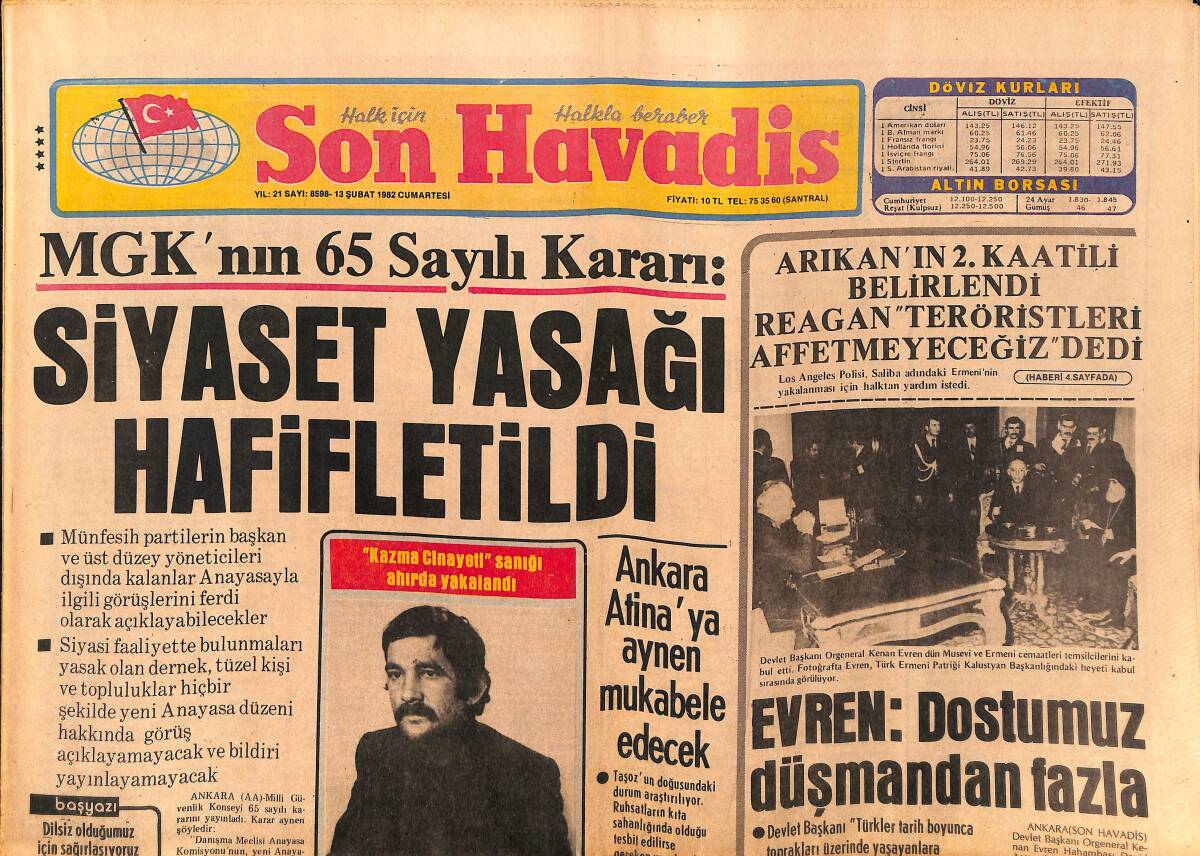 Son Havadis Gazetesi 13 Şubat 1982 - DMO'daki Mallar Yarım Saatte Kapışılıp Tükeniyor - Hırant'ın 4 Yıl Hapsi İstendi GZ149676 - 1