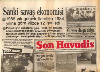 Son Havadis Gazetesi 13 Temmuz 1987 - Sanki Savaş Ekonomisi GZ99076 - 1