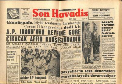 Son Havadis Gazetesi 14 Ağustos 1962 - Soygunculuk Olayları Orta Anadoluya Sirayet Etti GZ102055 - 2