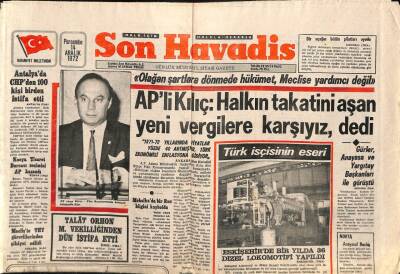 Son Havadis Gazetesi 14 Aralık 1972 - Eskişehirde Bir Yılda 36 Dizel Lokomotifi Yapıldı GZ98315 - 1