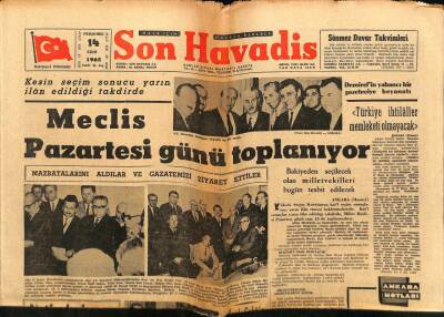 Son Havadis Gazetesi 14 Ekim 1965 - Demirelin Yabancı Bir Gazeteciye Beyanatı GZ65649 - 2