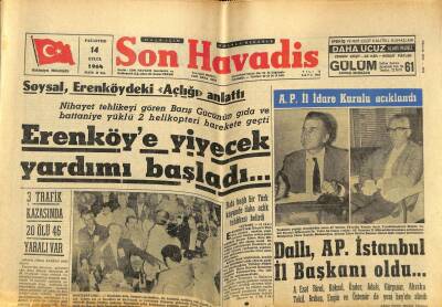 Son Havadis Gazetesi 14 Eylül 1964 - Kıbrıs Erenköye Yiyecek Yardımı Başladı GZ59404 - 1