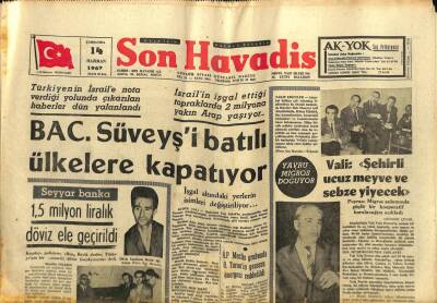 Son Havadis Gazetesi 14 Haziran 1967 - Batı Trakyada 35 Bin Türk Mahsur Durumda GZ92951 - 1