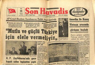 Son Havadis Gazetesi 14 Mayıs 1968 - Amerika İle Kuzey Vietnam Arasında Görüşme Başladı GZ65336 - 2