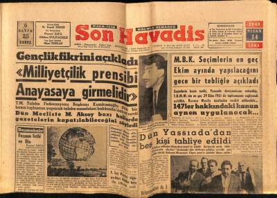 Son Havadis Gazetesi 14 Nisan 1961 - Dün Yassıadadan Beş Kişi Tahliye Edildi GZ69477 - 2
