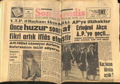 Son Havadis Gazetesi 14 Nisan 1962 - İnönü Af`tan Hiç Bahsetmedi GZ80488 - 1