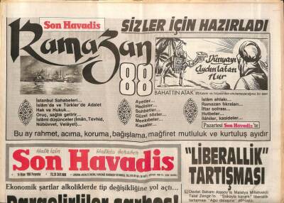 Son Havadis Gazetesi 14 Nisan 1988 - Cumhurbaşkanı Evren , Carringtonu Kabul Etti GZ92181 - 1
