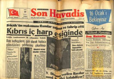 Son Havadis Gazetesi 14 Ocak 1964 - Kıbrıs İç Harp Eşiğinde GZ59417 - 1