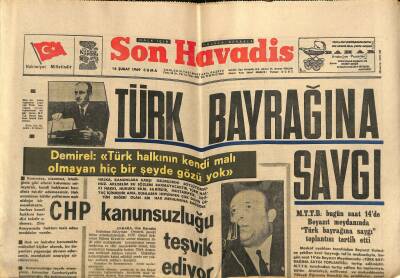 Son Havadis Gazetesi 14 Şubat 1969 - Berkant Yılın Erkek Şarkıcısı Seçildi Alpay Şöhret Yaptı - Türk Bayrağına Saygı GZ123958 - 1
