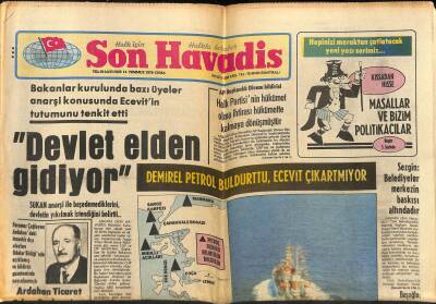 Son Havadis Gazetesi 14 Temmuz 1978 - Demirel Petrol Buldurttu , Ecevit Çıkartmıyor - Çakabey Tatbikatı Başladı GZ124004 - 1