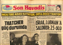 Son Havadis Gazetesi 14 Temmuz 1981 - İsrail , Lübnana Saldırdı 25 Ölü GZ69809 - 1