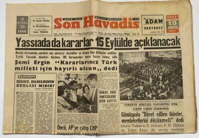 Son Havadis Gazetesi 15 Ağustos 1961 - Yassıadada Kararlar 15 Eylülde Açıklanacak GZ60317 - 1
