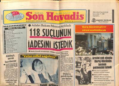 Son Havadis Gazetesi 15 Ağustos 1982 - Arafat Çok Uluslu Barış Gücünün Hemen Gelmesini İstedi - Dünya Serbest Güreş Şampiyonası GZ121182 - 1