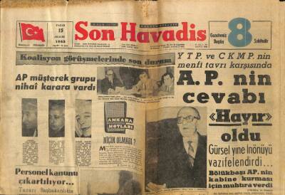 Son Havadis Gazetesi 15 Aralık 1963 - Yılın En Başarılı Rejisörü Metin Erksan GZ65334 - 1