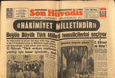 Son Havadis Gazetesi 15 Ekim 1961 - Suriyede Büyük Elçilik Kurduk GZ74190 - 1