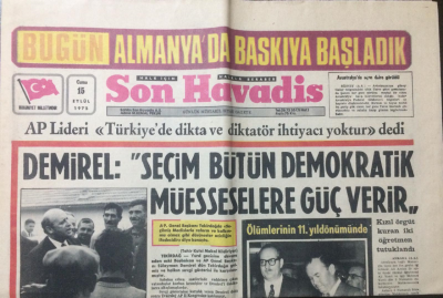 Son Havadis Gazetesi 15 Eylül 1972 - Zorlu Ve Polatkan Yarın Anılıyor - GZ12466 - 2