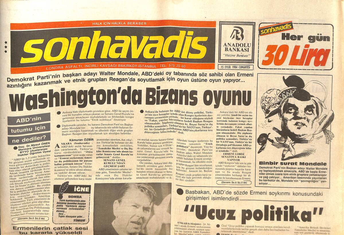 Son Havadis Gazetesi 15 Eylül 1984 - Washington'da Bizans Oyunu - Prens İle Turgut Özal Boğaz'da Yemek Yedi! GZ144132 - 1
