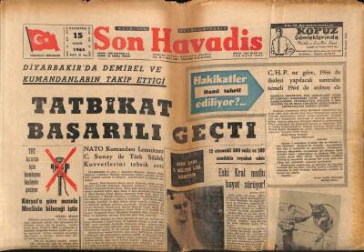 Son Havadis Gazetesi 15 Kasım 1965 - Diyarbakırdaki Tatbikat Başarılı Geçti GZ56553 - 1