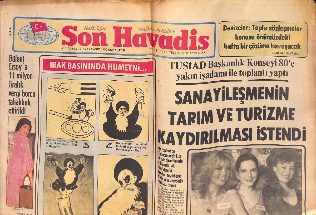 Son Havadis Gazetesi 15 Kasım 1980 - Bülent Ersoy'a 11 Milyon Liralık Vergi Borcu - Zeki Müren Almanya'da Tepeden Tırnağa Muayeneden Geçiyor GZ132644 - 1