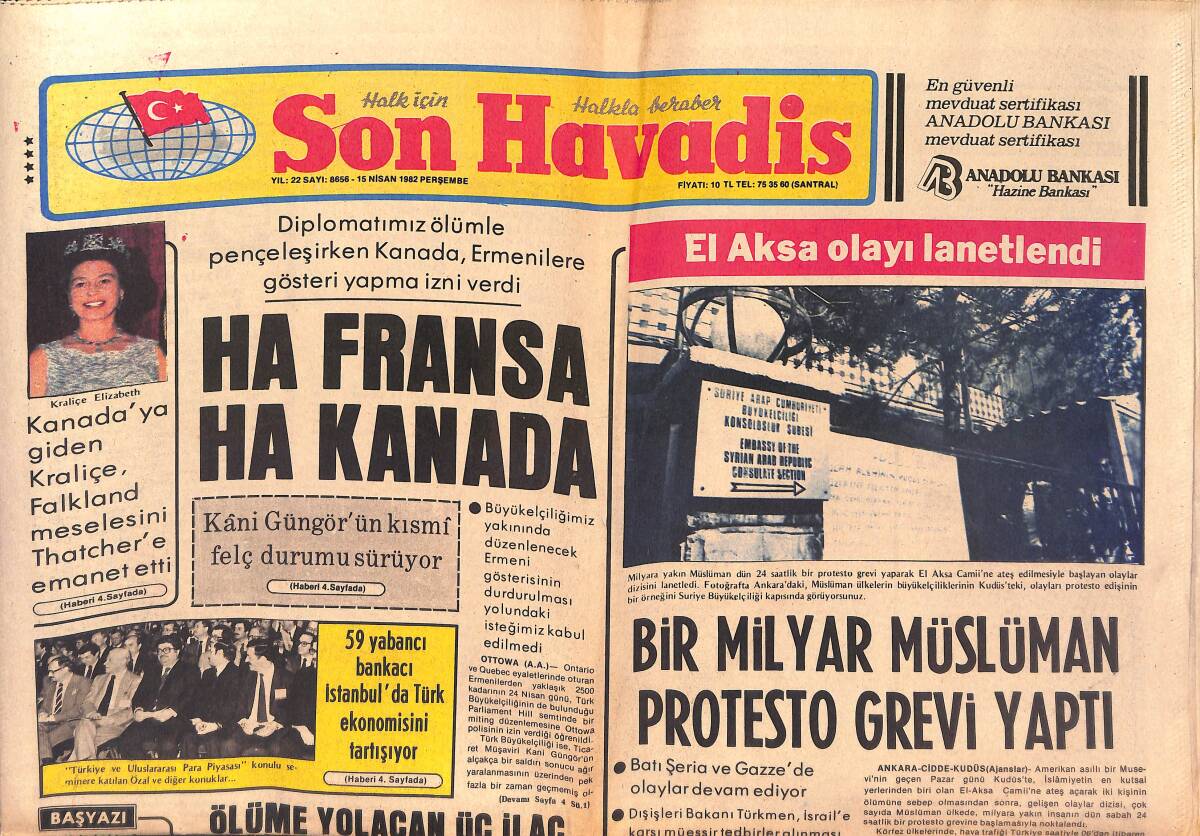 Son Havadis Gazetesi 15 Nisan 1982 - Barış Manço Eşşek Oldu - Yıldız Tezcan'ın Kardeşi 12 Milyonluk Hırsızlık Suçundan Gözaltına Alındı GZ149438 - 1