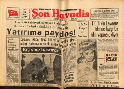 Son Havadis Gazetesi 15 Ocak 1963 - F.C. Erkin , Lawrens Filmine Karşı Bir Film Yapmalı , diyor GZ74170 - 1