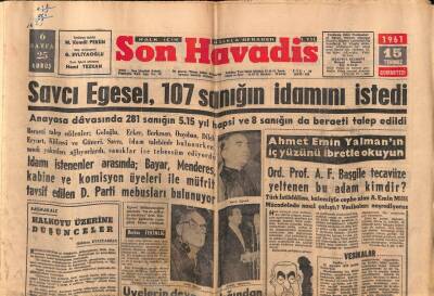 Son Havadis Gazetesi 15 Temmuz 1961 - Eflatun C.Güney Emekliye Ayrıldı GZ77435 - 1