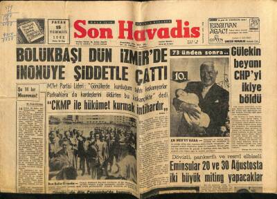 Son Havadis Gazetesi 15 Temmuz 1962 - Senatör Köksal İstifa Ediyor GZ74029 - 1