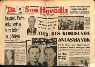 Son Havadis Gazetesi 16 Eylül 1965 - Eyüp Han Keşmir Davasının Halli İçin Teminat İstiyor... GZ65636 - 2