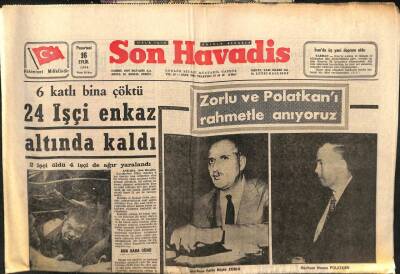 Son Havadis Gazetesi 16 Eylül 1968 - Zorlu Ve Polatkanı Rahmetle Anıyoruz GZ103359 - 2