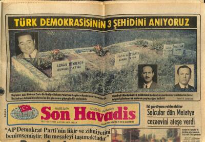 Son Havadis Gazetesi 16 Eylül 1979 - Türk Demokrasisinin 3 Şehidini Anıyoruz - Adnan Menderes - Fatih Rüştü Zorlu - Hasan Polatkan GZ120950 - 1