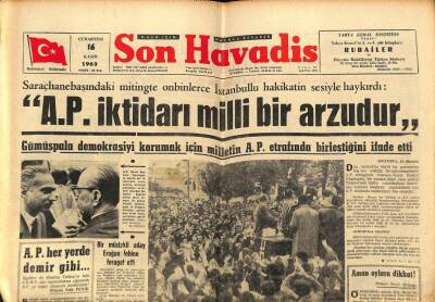 Son Havadis Gazetesi 16 Kasım 1963 - Enrico Macias İstanbula Geldi GZ65338 - 2