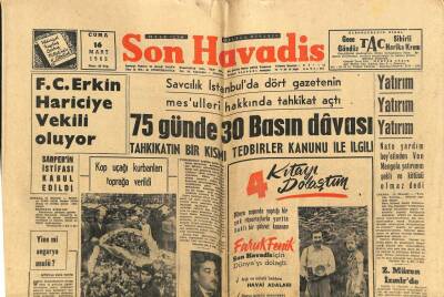 Son Havadis Gazetesi 16 Mart 1962 - Zeki Müren İzmirde GZ80542 - 1