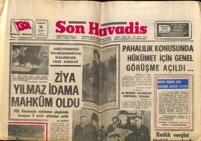 Son Havadis Gazetesi 16 Mart 1972 - Ziya Yılmaz İdama Mahkum Oldu GZ69306 - 1